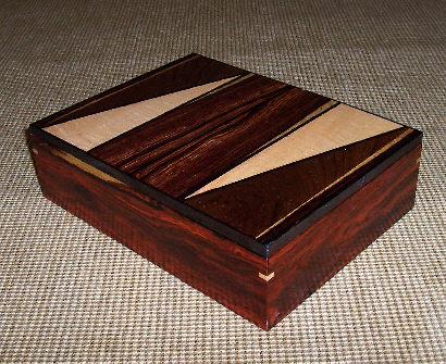 Brazilian Cocobola , African Blackwood , African Panga - Panga , and Figured Maple 12" W x 9" D x 3.5" H