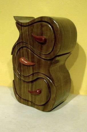 Wanut wave box 10" H x4" W x 3.5" D
