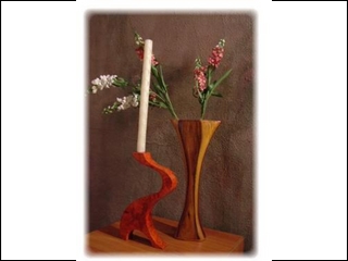 AMBOYNA BURL CANDLE HOLDER AS CANARYWOOD VASE