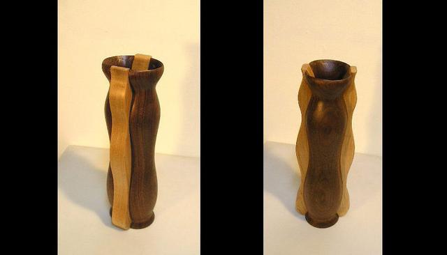 Walnut vase 14&quot; H x 4&quot; W