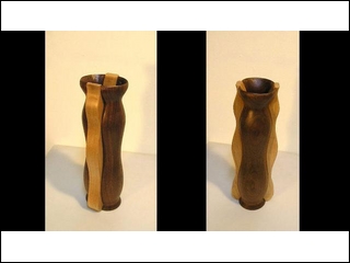 Walnut vase 14" H x 4" W