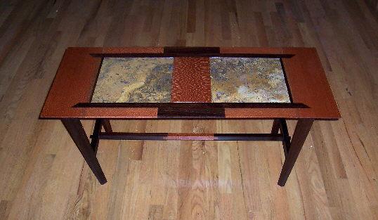 Australian Lacewood and Marble Coffee Table