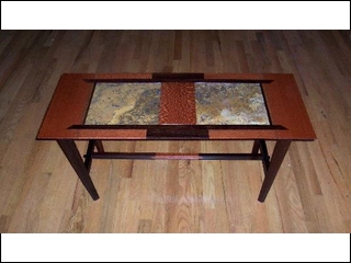 Australian Lacewood and Marble Coffee Table