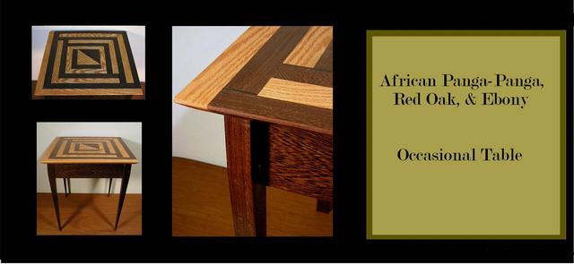 African Panga - Panga and Red Oak Occasional Table